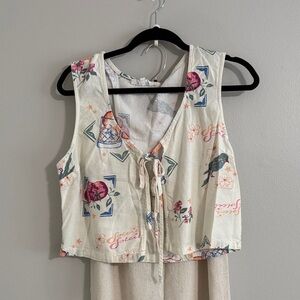 Floral Tie-Front Tank Top